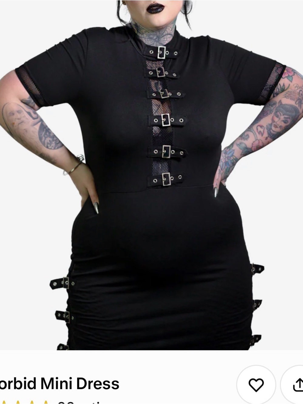 Forest Ink Black Short-Sleeve Mini Dress with Buckle Accents